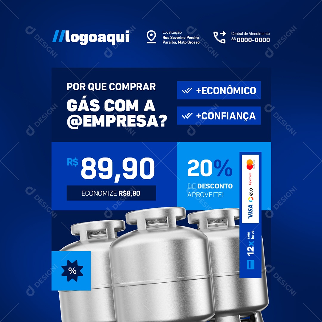 Distribuidora de Gás e Água Economize Social Media PSD Editável