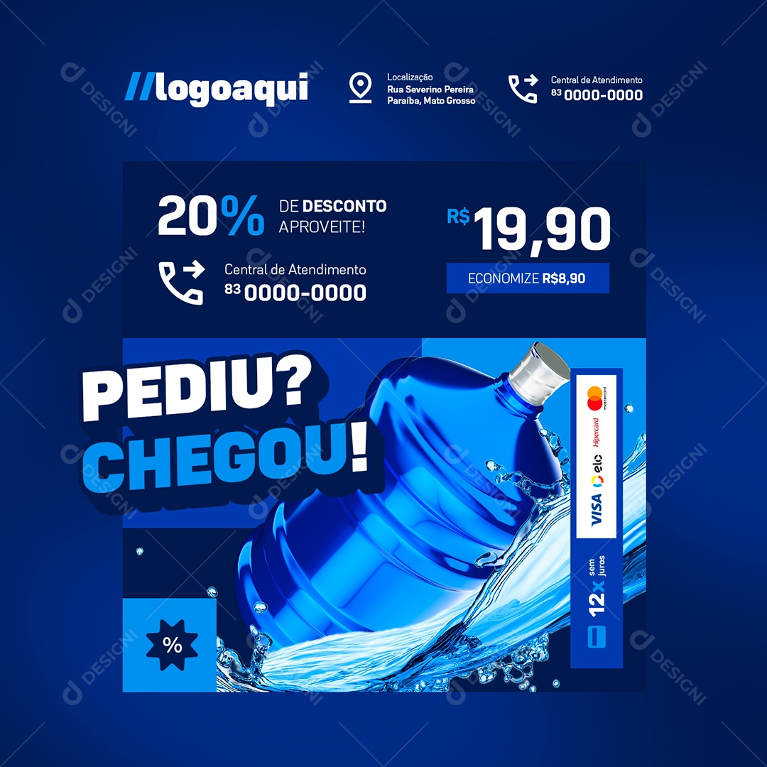 Distribuidora de Gás e Água Pediu Chegou Social Media PSD Editável