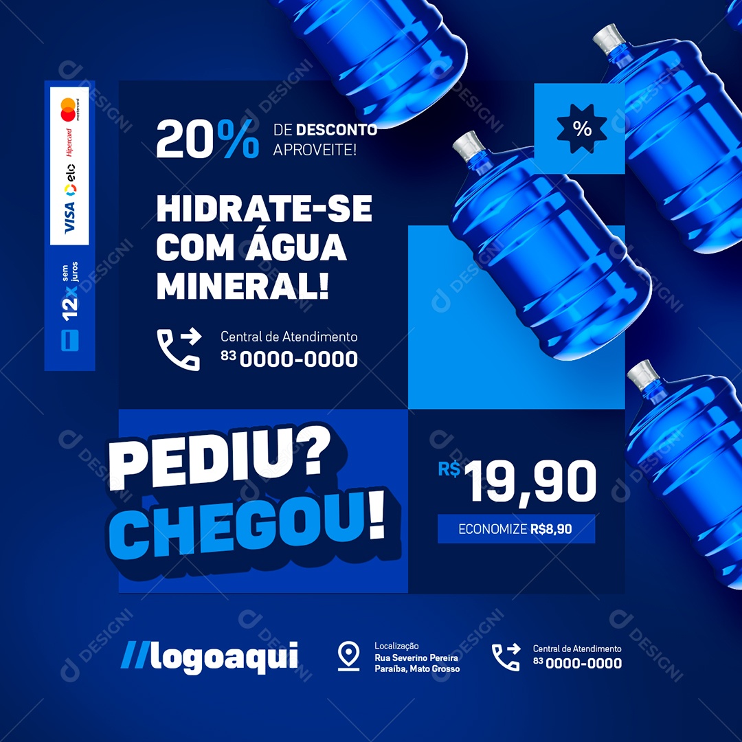 Distribuidora de Gás e Água Pediu Chegou Social Media PSD Editável