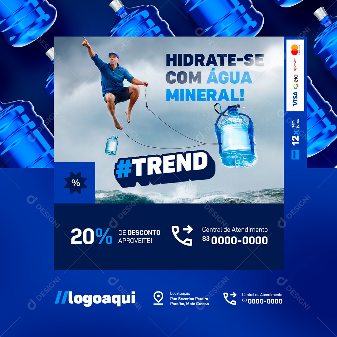 Distribuidora de Gás e Água Hidrate-Se Social Media PSD Editável