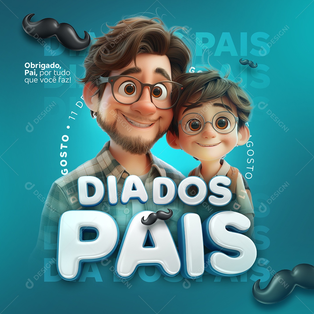 Feliz Dia dos Pais 11 de Agosto Social Media PSD Editável