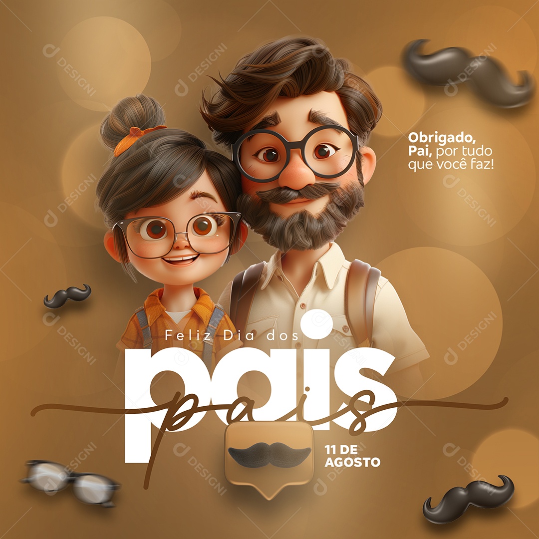 Feliz Dia dos Pais 11 de Agosto Social Media PSD Editável