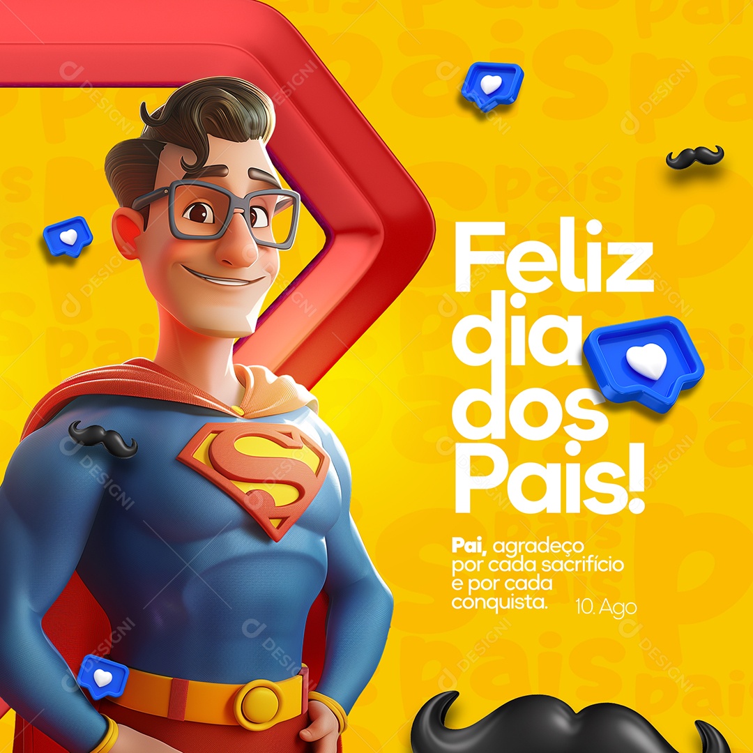 Feliz Dia dos Pais Super Pai Social Media PSD Editável