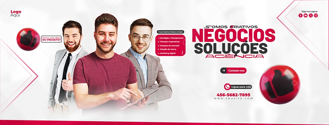 Banner Somos Criativos Agência Negócios Soluções Tenha Ideia Social Media PSD Editável