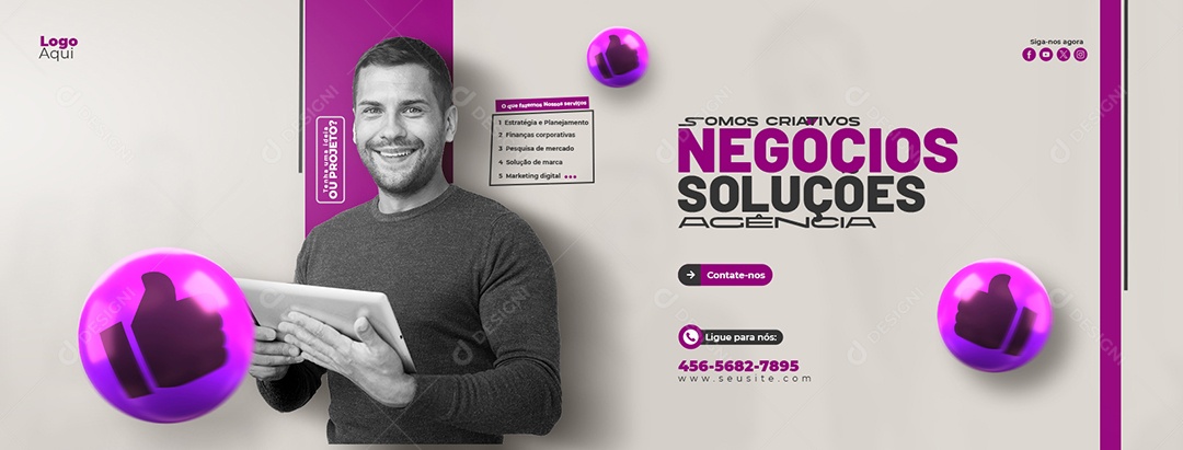 Banner Somos Criativos Agência Negócios Soluções Social Media PSD Editável