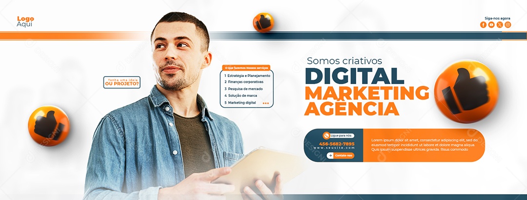 Banner Marketing Digital Agência Social Media PSD Editável