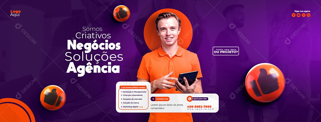 Banner Somos Criativos Agência Negócios Soluções Estratégias Social Media PSD Editável