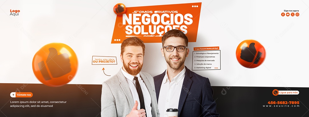 Banner Somos Criativos Negócios Soluções Social Media PSD Editável