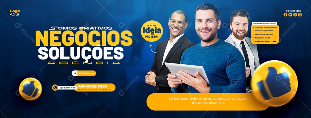 Banner Somos Criativos Negócios Soluções Social Media PSD Editável