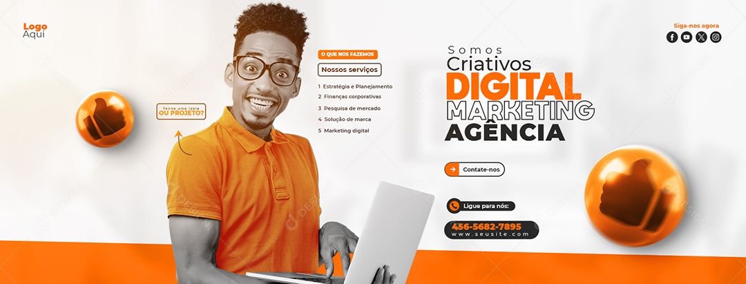Banner Somos Criativos Agência Marketing Social Media PSD Editável