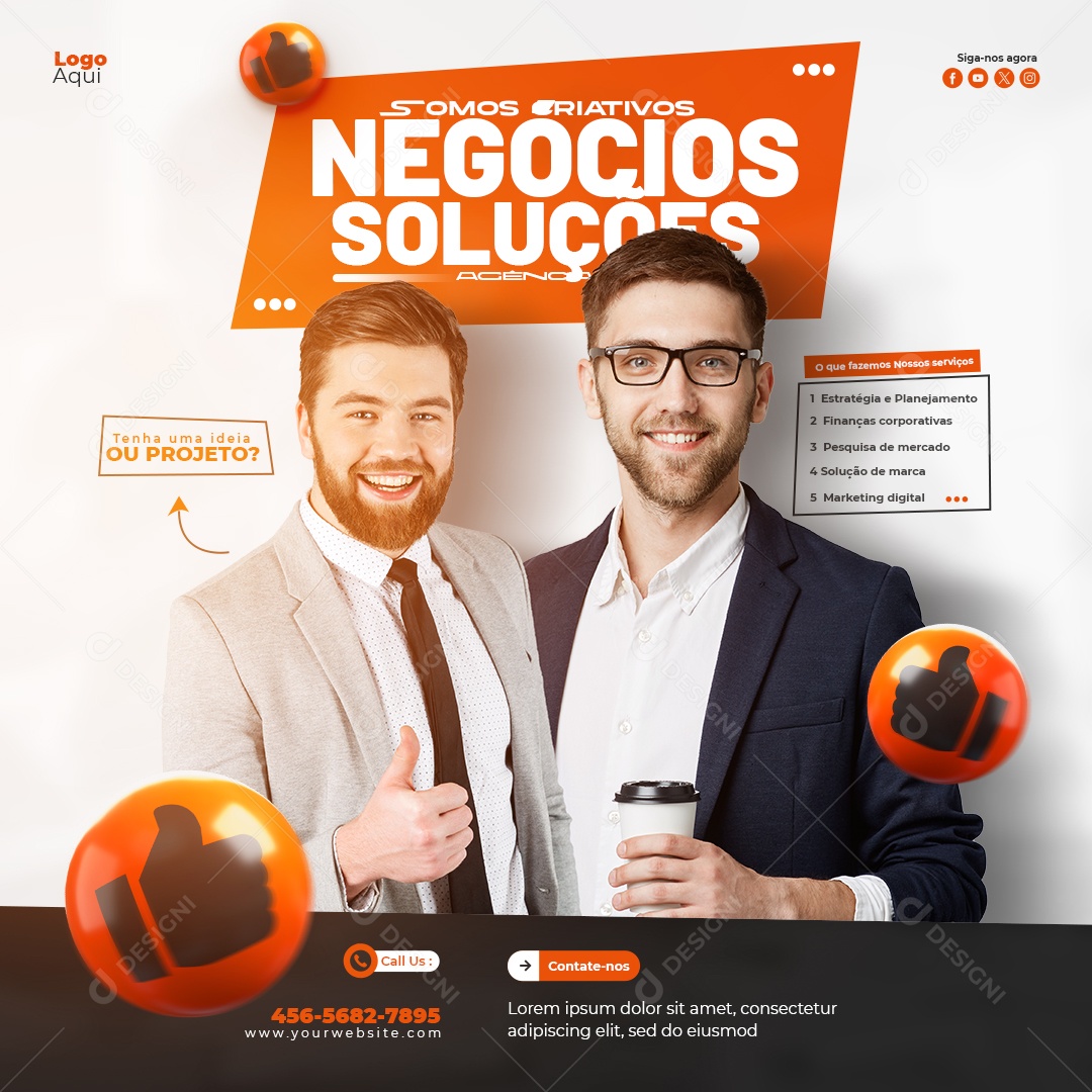 Somos Criativos Negócios Soluções Social Media PSD Editável