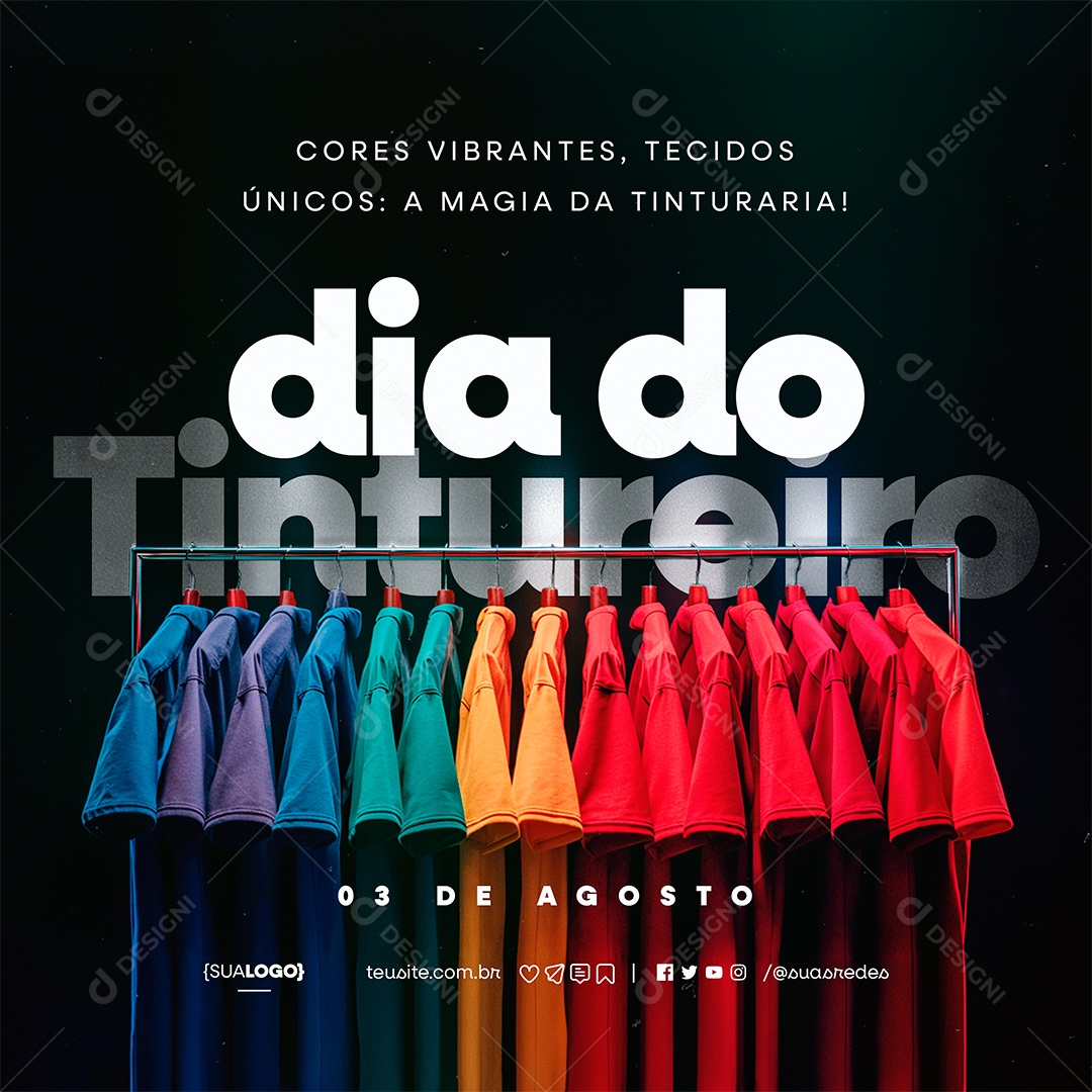 Dia do Tintureiro Cores Vibrantes Social Media PSD Editável