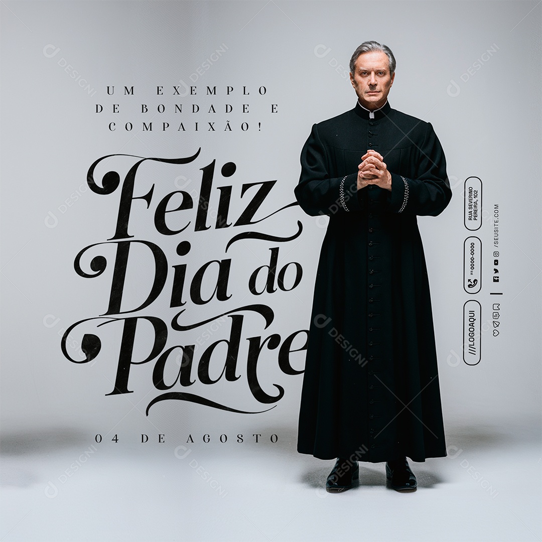 Feliz Dia do Padre 4 de Agosto Social Media PSD Editável