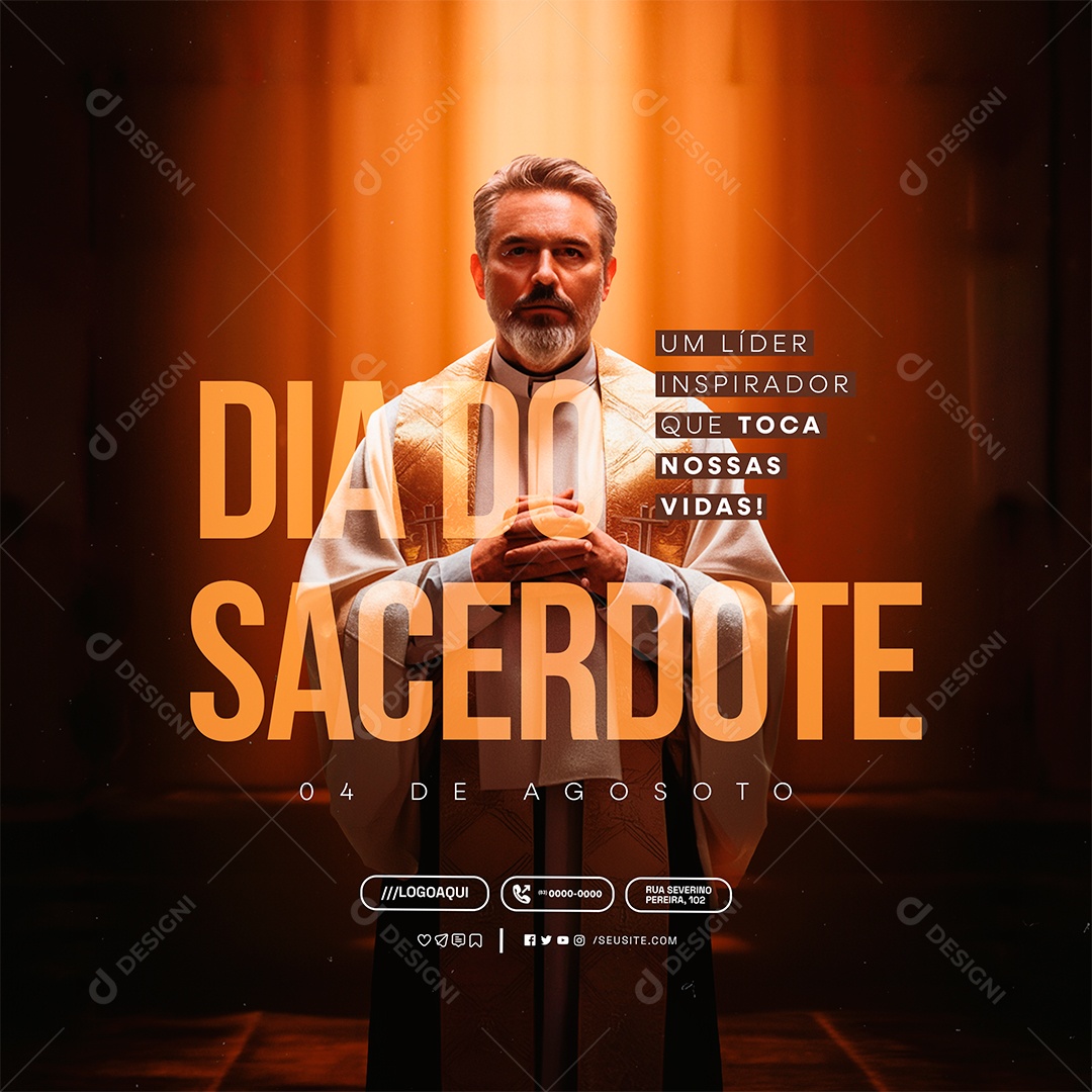 Dia do Sacerdote 04 de Agosto Um Líder Inspirador Social Media PSD Editável