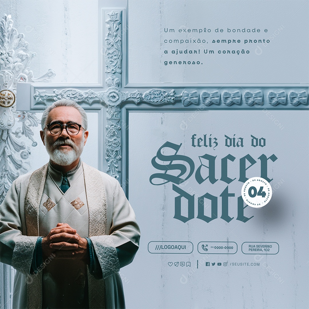 Feliz Dia do Sacerdote 04 de Agosto Social Media PSD Editável