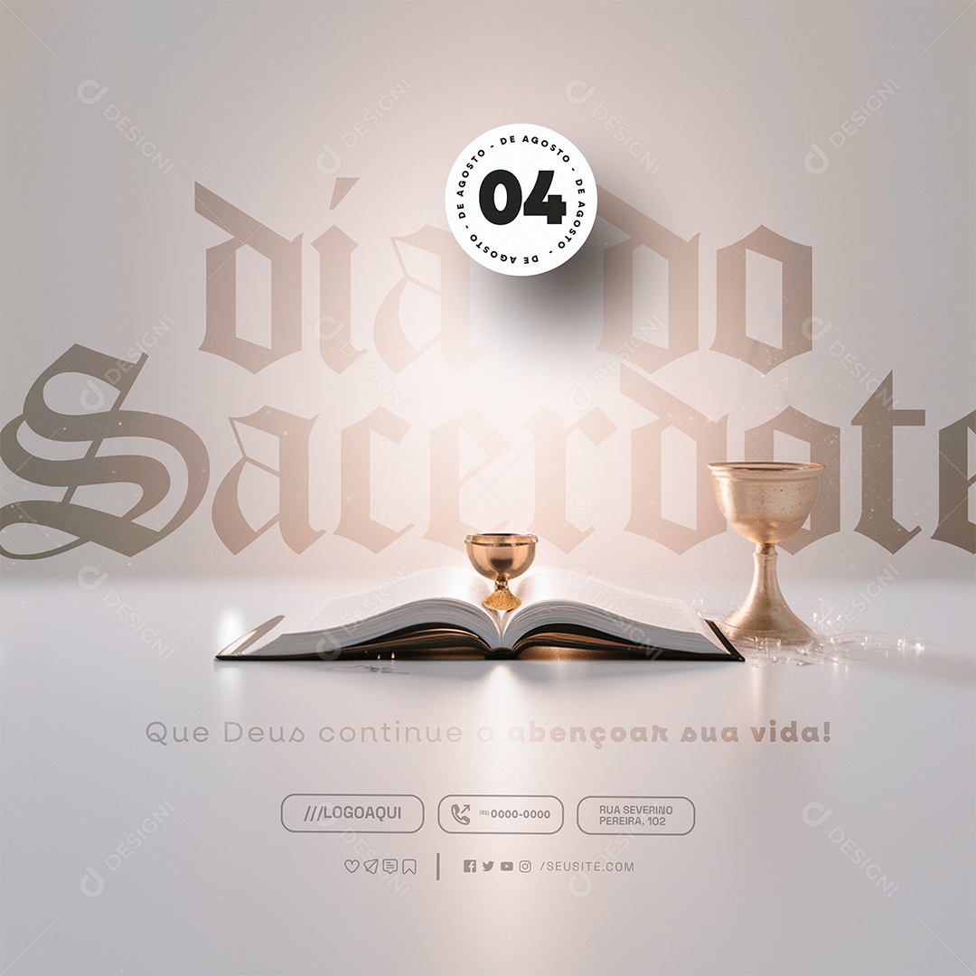Dia do Sacerdote 04 de Agosto Que Deus Continue Social Media PSD Editável