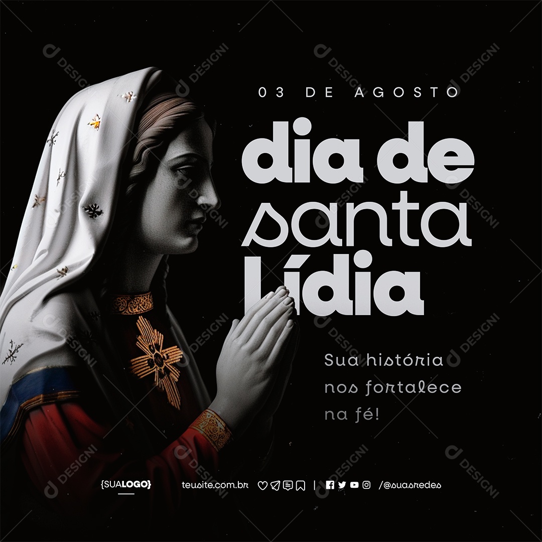 Social Media Dia de Santa Lídia 03 de Agosto PSD Editável