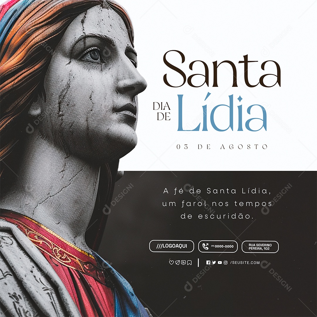Dia de Santa Lídia 03 de Agosto A Fé Social Media PSD Editável