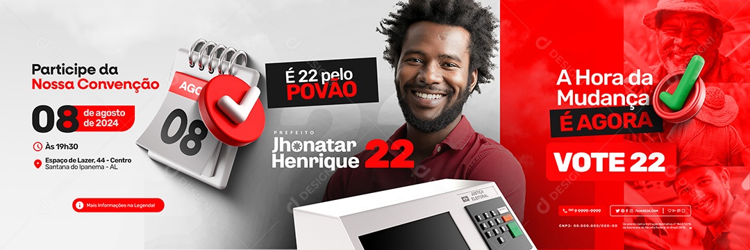 Carrossel Convenção Eleição 2024 Prefeito Jhonatar Henrique Social Media PSD Editável