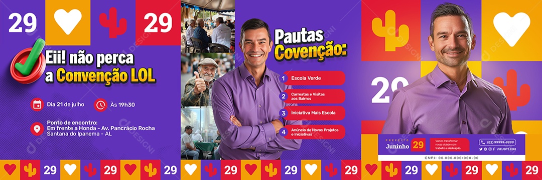 Carrossel Convenção Eleição 2024 Prefeito Juninho Social Media PSD Editável