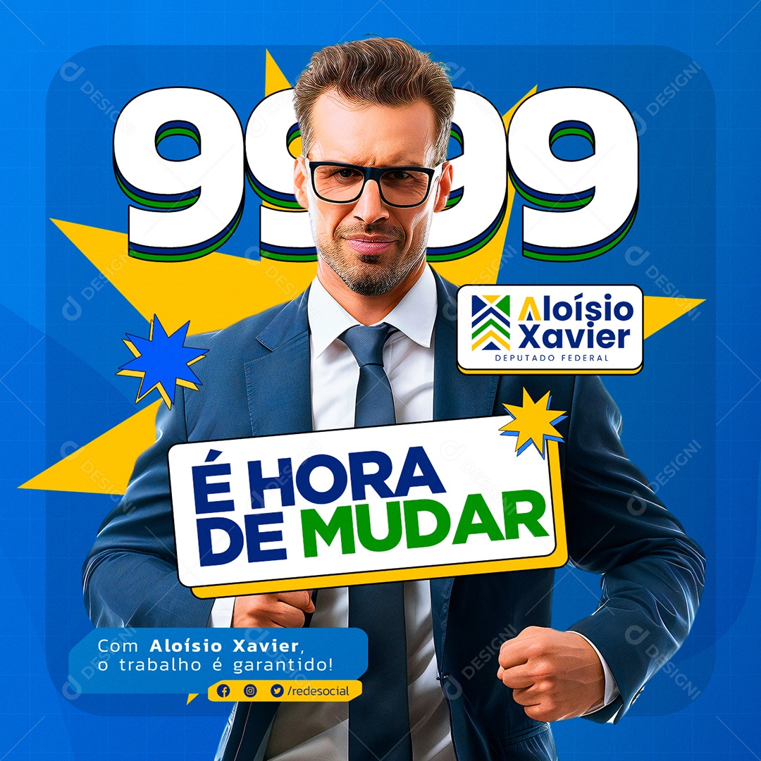 Política é Hora de Mudar Deputado Federal Aloísio Xavier Social Media PSD Editável