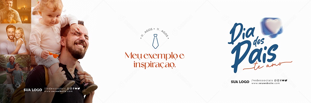 Carrossel Dia Dos Pais 11 de Agosto Te Amo Social Media PSD Editável