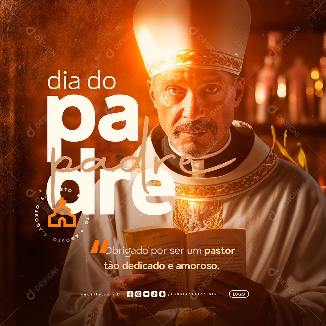 Dia do Padre 4 de Agosto Social Media PSD Editável
