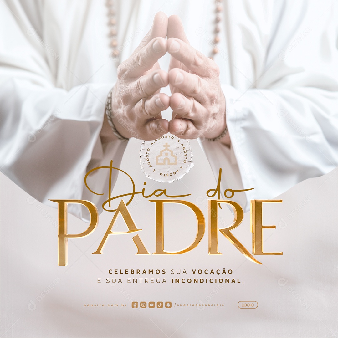 Dia do Padre 4 de Agosto Celebramos Sua Vocação Social Media PSD Editável