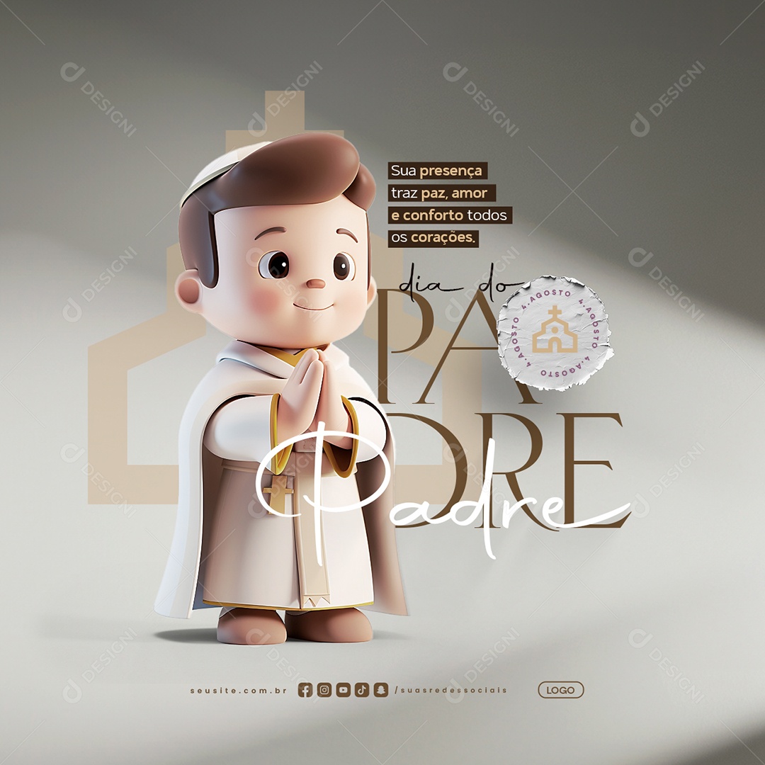 Dia do Padre 4 de Agosto Social Media PSD Editável