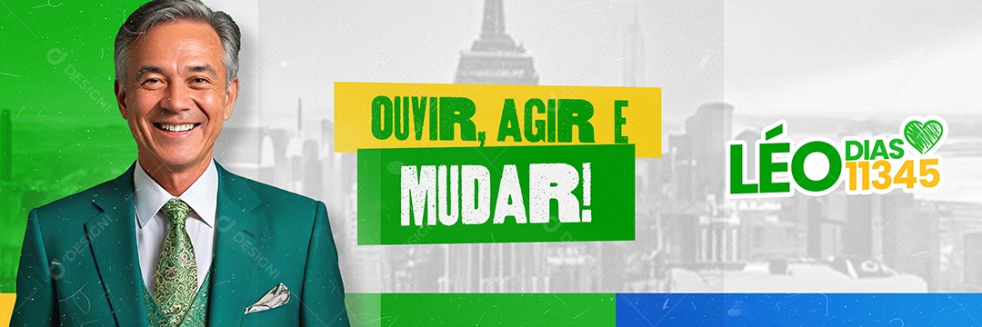 Banner Politica Campanha Eleitoral Prefeito Vereador Social Media PSD Editável