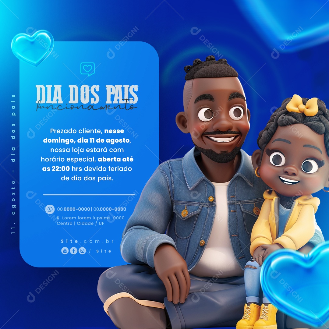 Dia Dos Pais 11 de Agosto Prezados Cliente Social Media PSD Editável