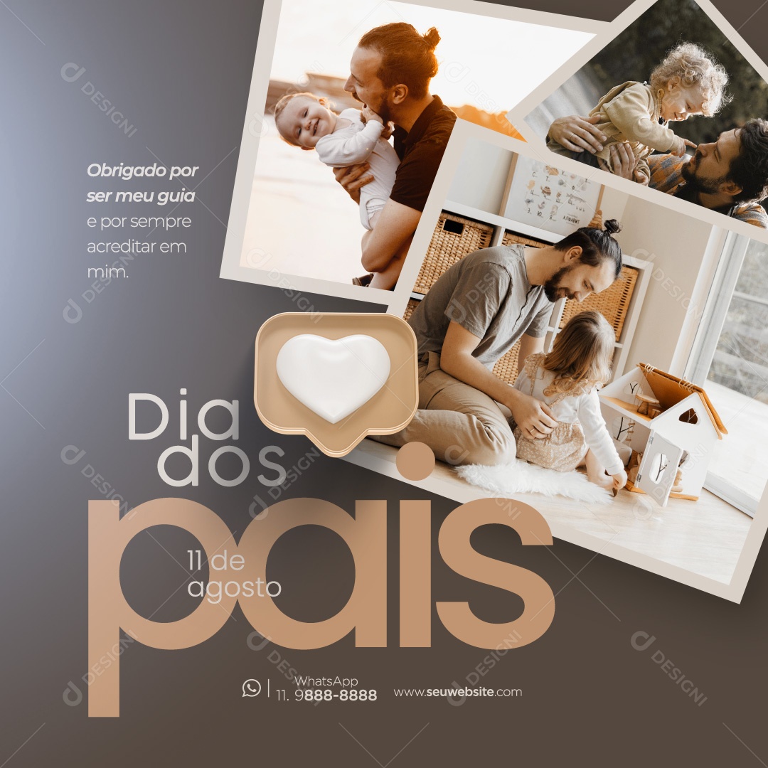 Dia Dos Pais 11 de Agosto Obrigado por ser meu Guia Social Media PSD Editável