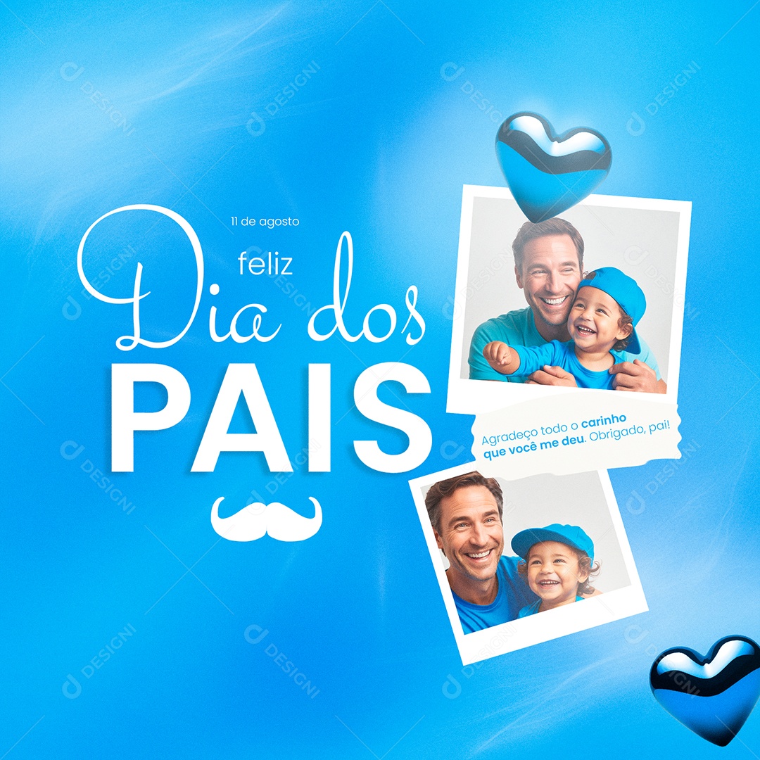 Feliz Dia Dos Pais 11 de Agosto Obrigado Pai Social Media PSD Editável