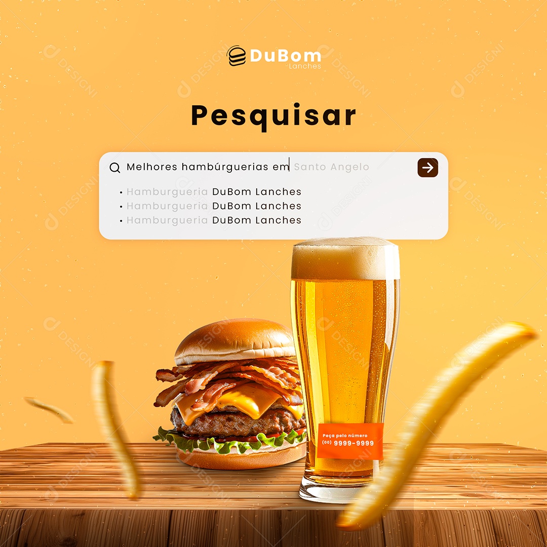Pesquisar Melhores Hamburguerias Social Media PSD Editável