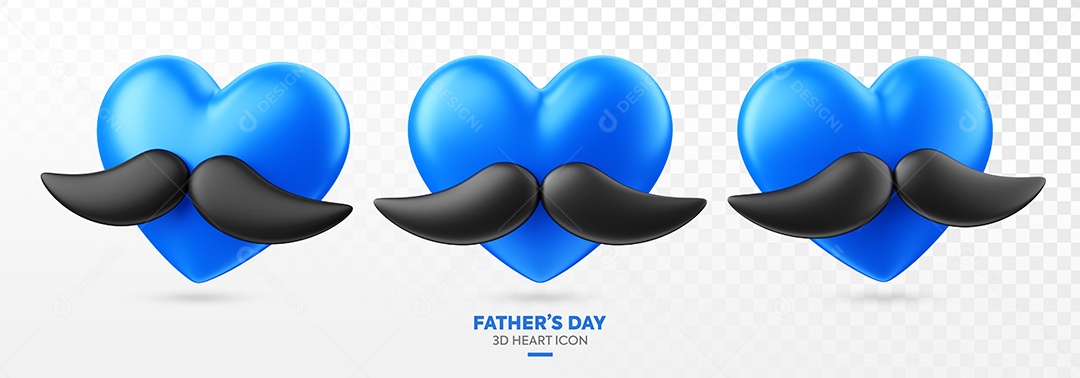 Corações de Bigade Elemento 3D para Composição PSD