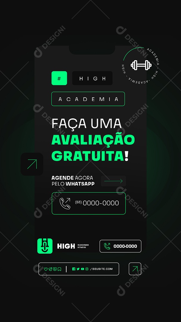 Story Academia Faça uma Avaliação Gratuita Social Media PSD Editável