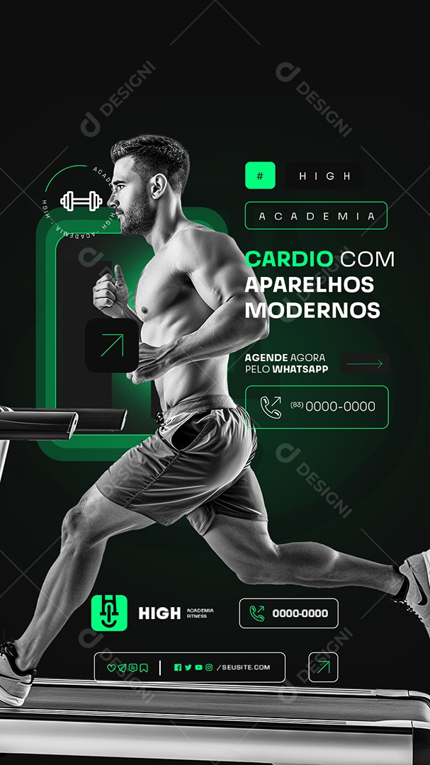 Story Academia Cardio com Aparelhos Modernos Social Mídia PSD Editável