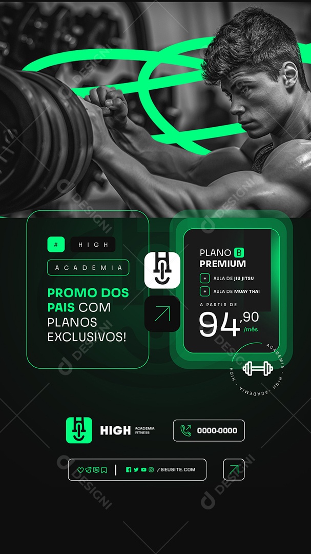 Story Academia Promo dos Pais com Planos Exclusivos Social Mídia PSD Editável