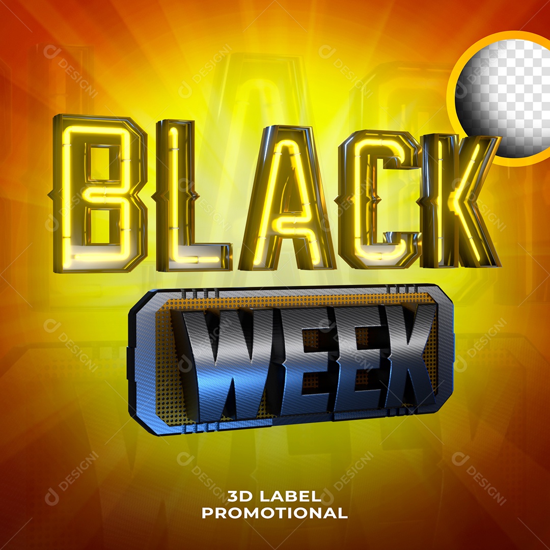 Black Week Selo 3D Para Composição PSD