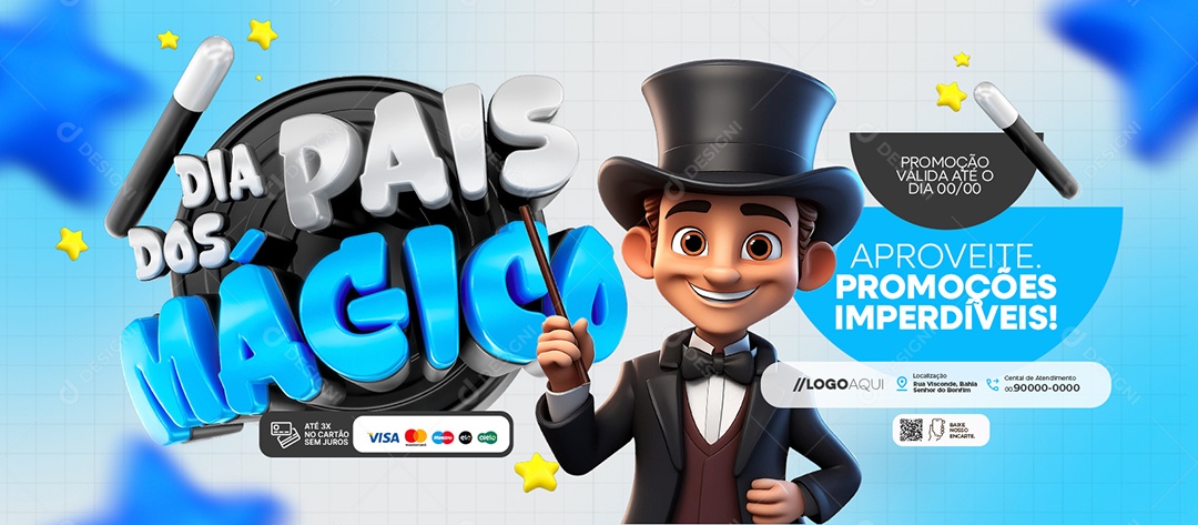 Banner Dia dos Pais Mágico Supermercado Promoções Imperdíveis Social Media PSD Editável