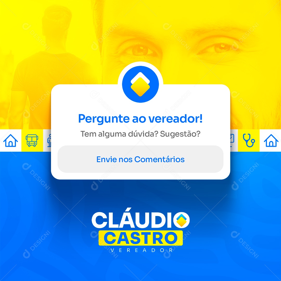 Política Eleições 2024 Pergunte o Vereador Social Media PSD Editável