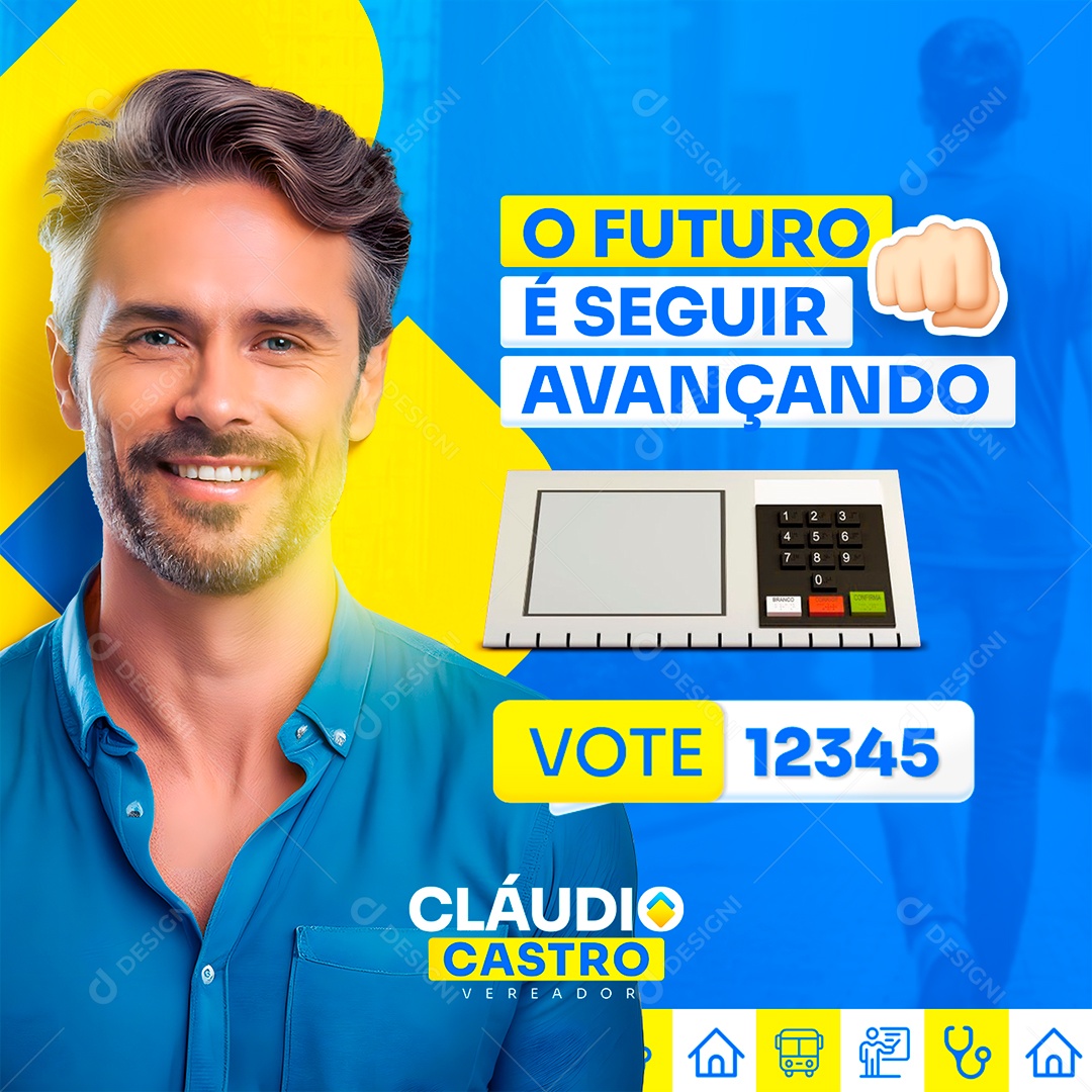 Política Eleições 2024 O Futuro é Seguir Avançando Social Media PSD Editável