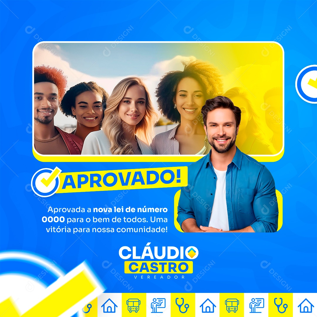 Política Eleições 2024 Aprovado Social Media PSD Editável