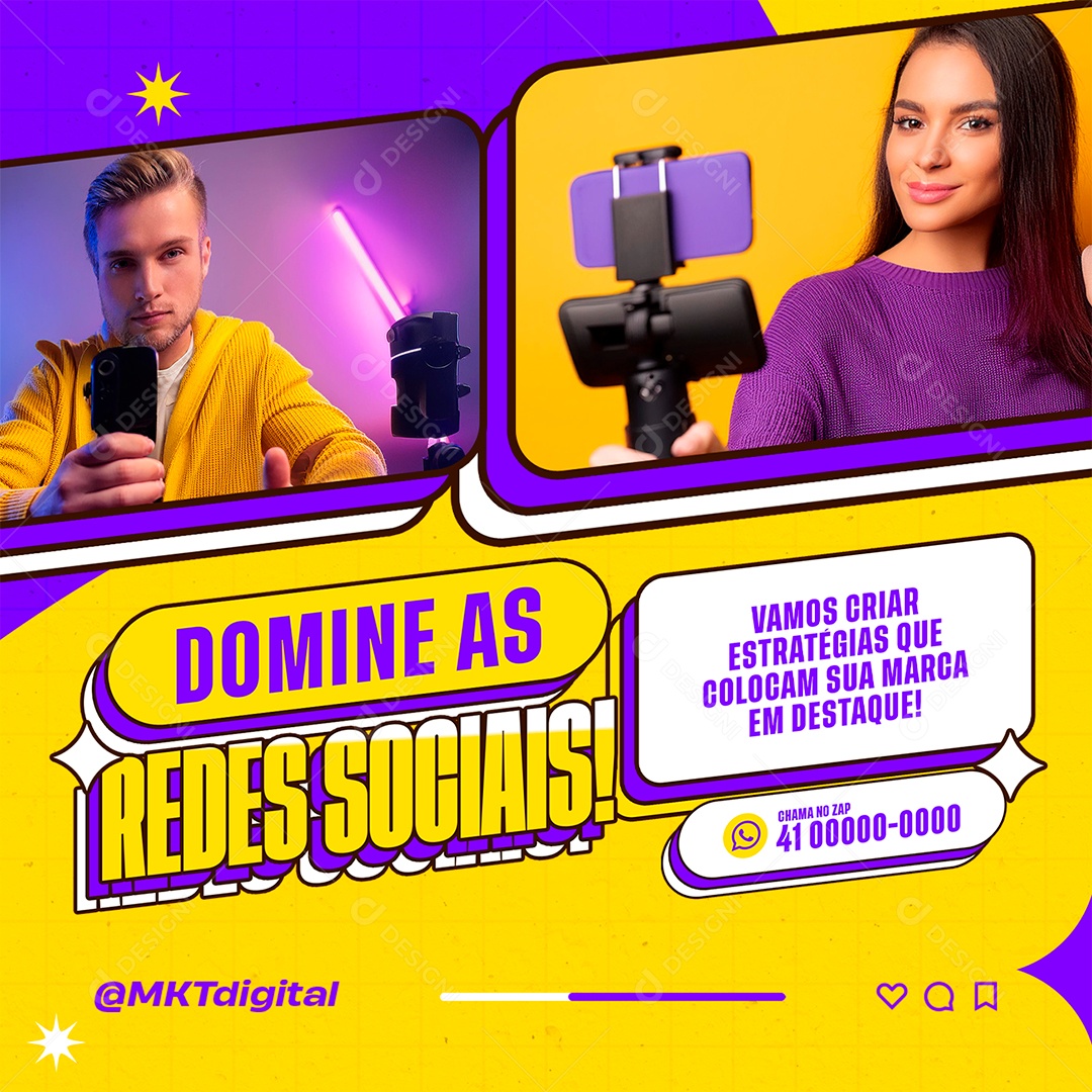 Marketing Digital Domine as Redes Sociais Social media PSD Editável