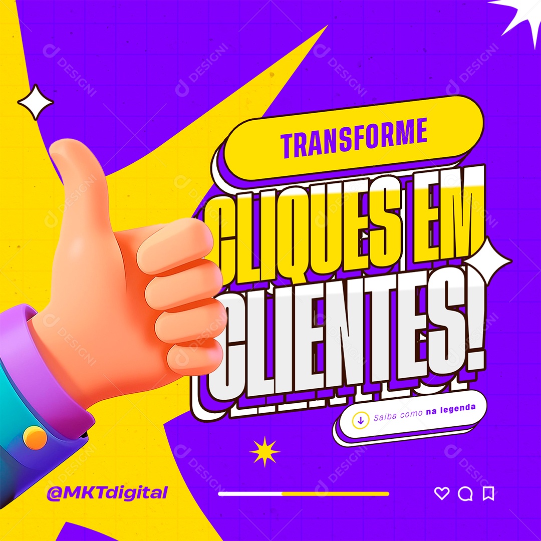 Marketing Digital Transforme Cliques em Clientes Social Media PSD Editável