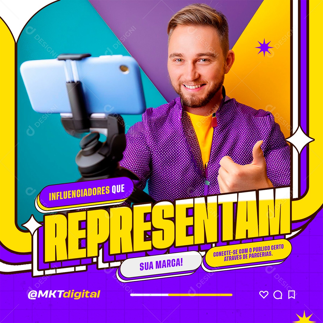 Marketing Digital Influenciadores que Representam Social Media PSD Editável