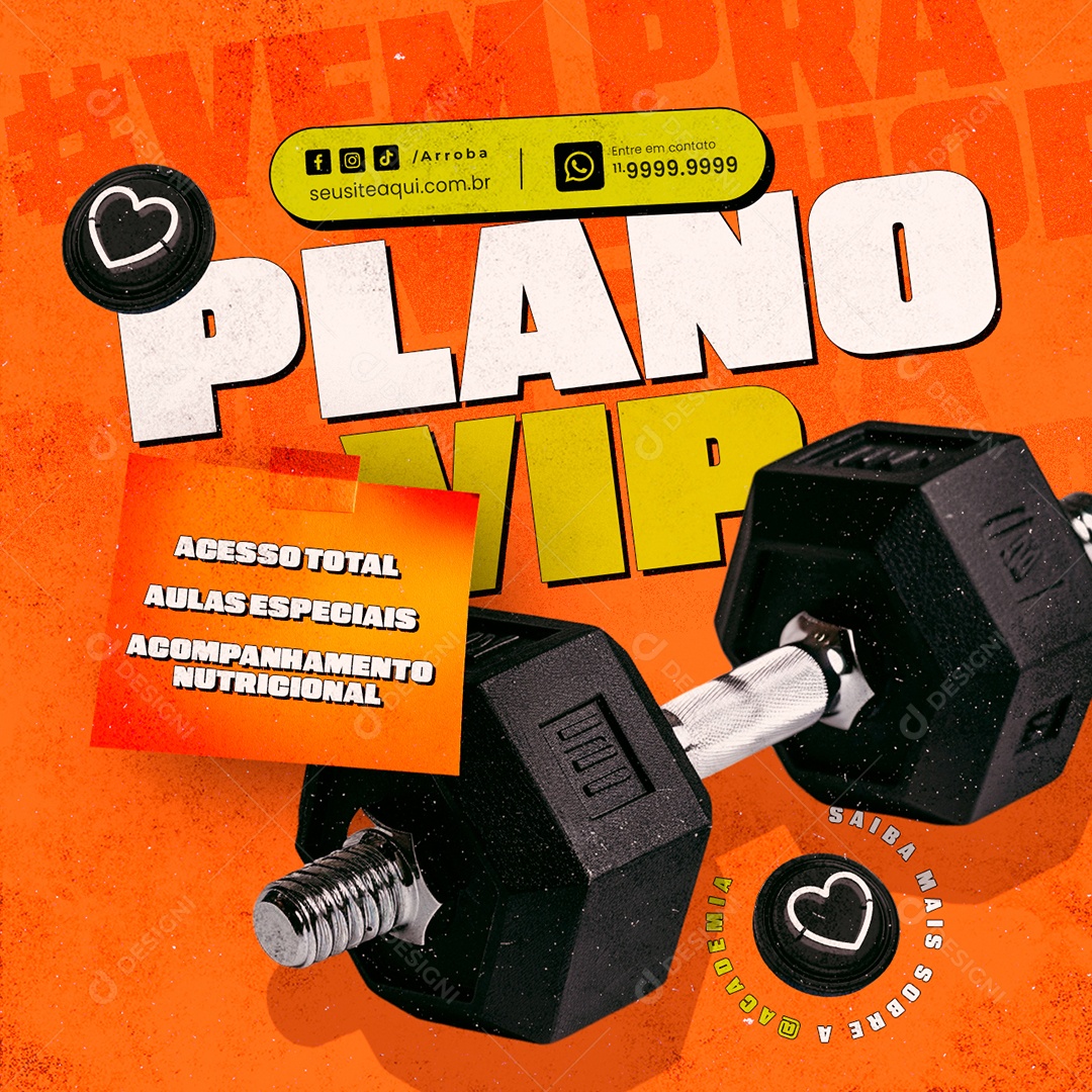 Academia Plano Vip Social Media PSD Editável