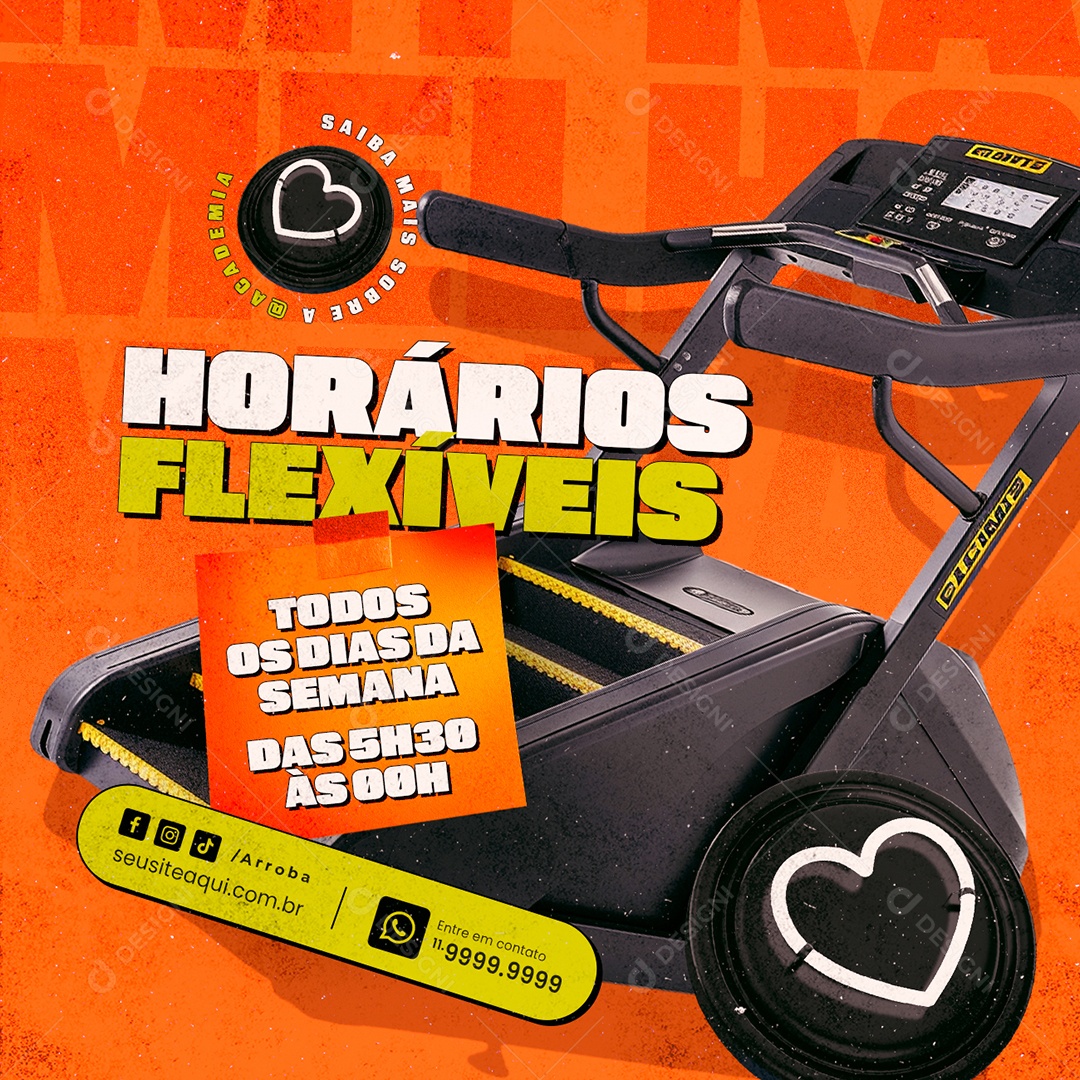 Academia Horários Flexíveis Social Media PSD Editável