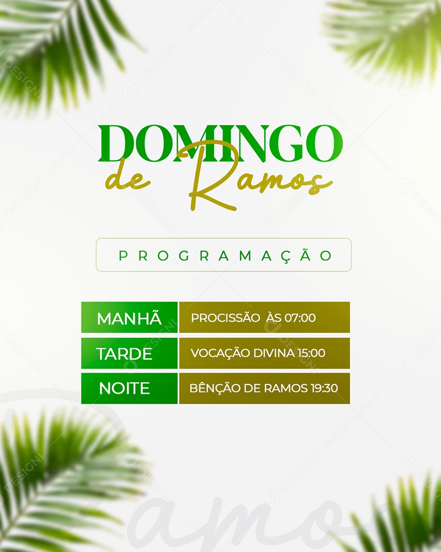 Domingo de Ramos 24 De Março Programação Social Media PSD Editável