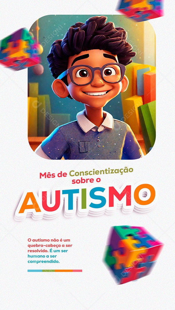 Story Mês da Concretização sobre o Autismo Social Media PSD Editável
